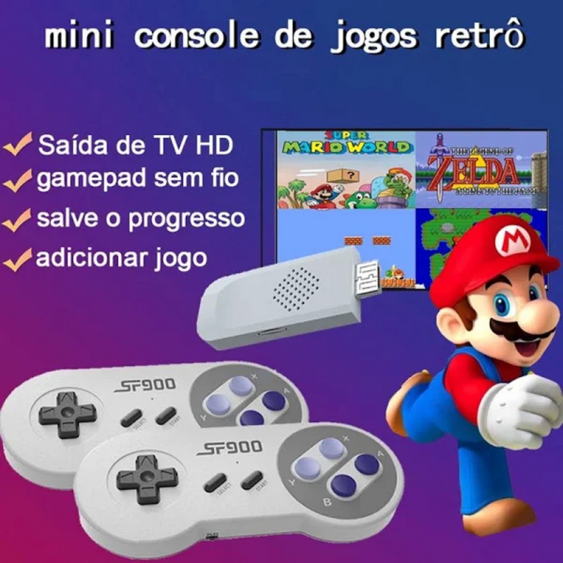Nintendo Game Retrô Pró HD TV com 1500 jogos nostálgicos + Dois Controles (SÓ HOJE DESCONTO DE 5% NO PIX)