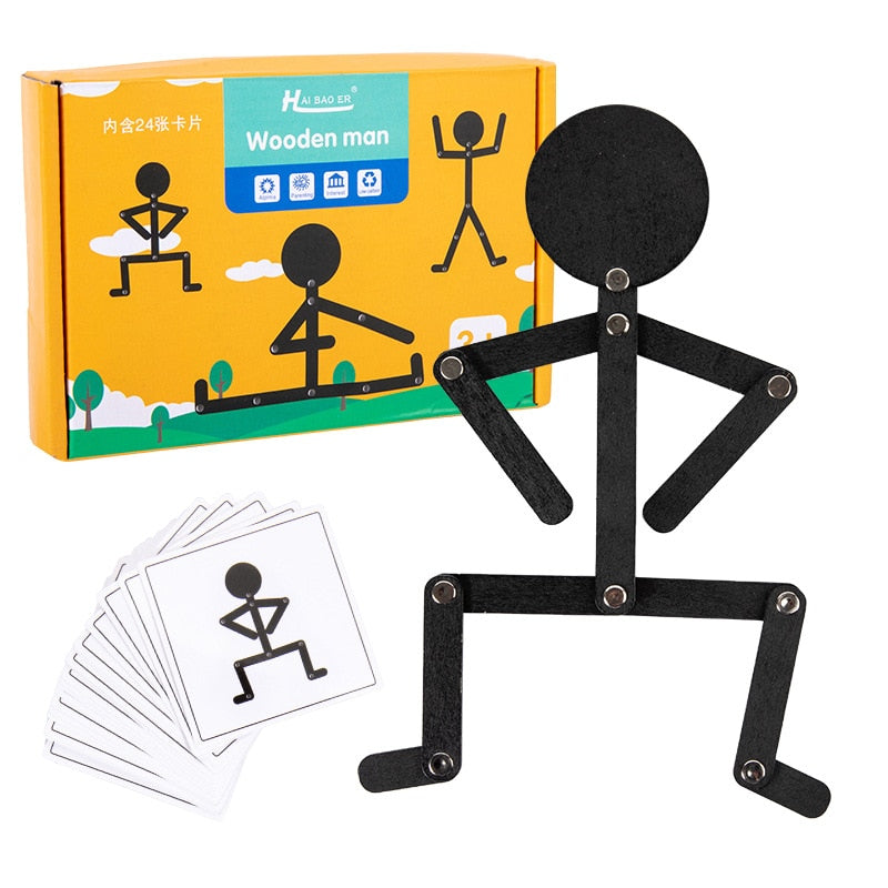 Boneco Articulado Montessori - Brinquedo de Aprendizagem para Crianças